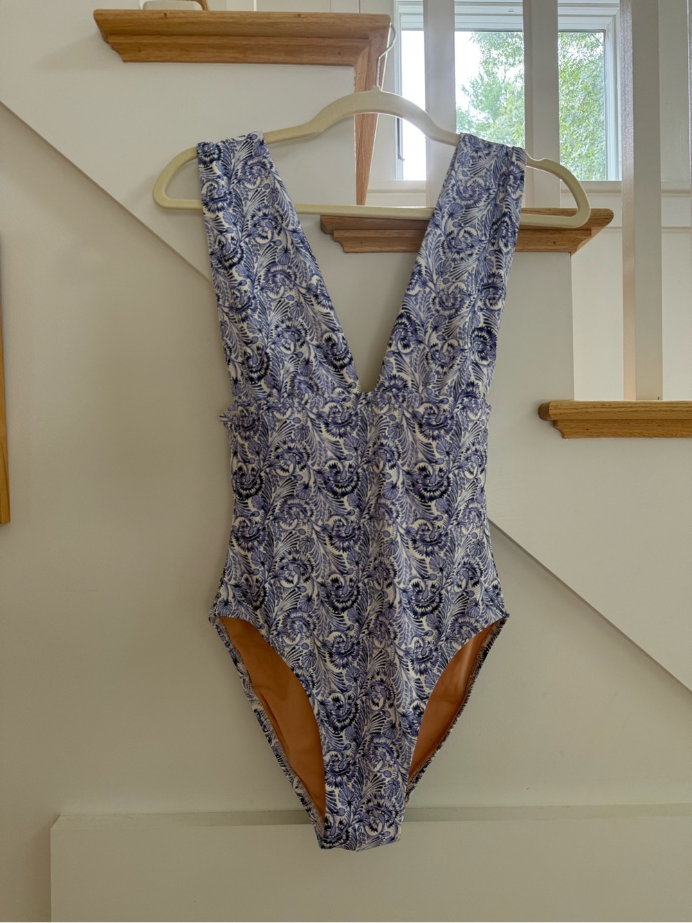 J.Crew Deep V Neck Paisley One-Piece Swimsuit and Matching Beach Short